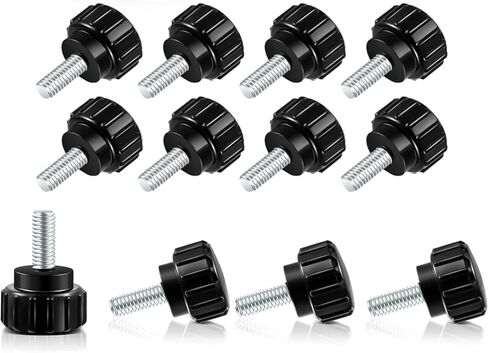 12PCS M4 x 10 mm Carbon Steel Threaded Knurled Thumbscrew Screw on Knobs Grips Black Round Clamping Screw on Monitor Screws Vesa Mount Screws Mounting Thumb Screw, Black (12PCS, 4 x 10 mm) in Kuwait