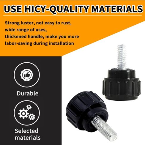 12PCS M4 x 10 mm Carbon Steel Threaded Knurled Thumbscrew Screw on Knobs Grips Black Round Clamping Screw on Monitor Screws Vesa Mount Screws Mounting Thumb Screw, Black (12PCS, 4 x 10 mm) in Kuwait