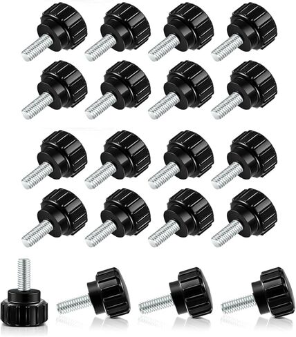 12PCS M4 x 10 mm Carbon Steel Threaded Knurled Thumbscrew Screw on Knobs Grips Black Round Clamping Screw on Monitor Screws Vesa Mount Screws Mounting Thumb Screw, Black (12PCS, 4 x 10 mm) in Kuwait