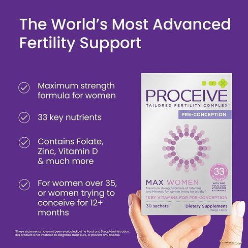 تصور مكملات الخصوبة المصممة خصيصًا لها ، Max Women - الفيتامينات المسبقة للسيدات ، والمعادن وأحماض Amnio لدعم ما قبل الحمل - حمض الفوليك ، وفيتامين D & Zinc - 30 كيسًا ، in Saudi Arabia