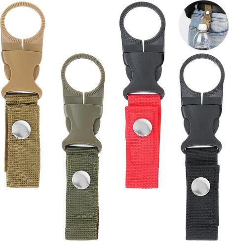 4pcs Hanging Bottle Buckle Clip Portable Mineral Water Bottle Clip Ring for Backpack Belt Nylon Webbing Strap for Outdoor Camping Hiking Traveling in Saudi Arabia