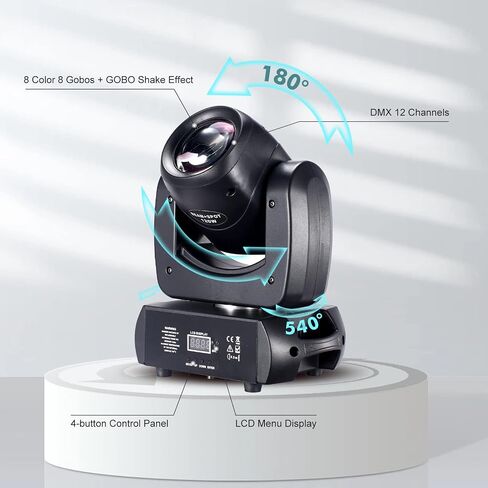150W Moving Head DJ Lights LED Stage Light Beam Spot Wash 8 Gobos 8 Colors Stage Lighting DMX 512 with Sound Activated for Wedding Live Show Disco Events Party in Kuwait