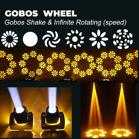 150W Moving Head DJ Lights LED Stage Light Beam Spot Wash 8 Gobos 8 Colors Stage Lighting DMX 512 with Sound Activated for Wedding Live Show Disco Events Party in Kuwait