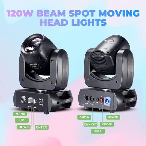 150W Moving Head DJ Lights LED Stage Light Beam Spot Wash 8 Gobos 8 Colors Stage Lighting DMX 512 with Sound Activated for Wedding Live Show Disco Events Party in Kuwait