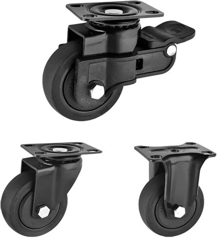 1 x 2.5-inch Silent Fixed/Universal/braked electrophoretic All-Black Single-axis TPE Caster Household Plastic Front Brake(Fixed) in Saudi Arabia