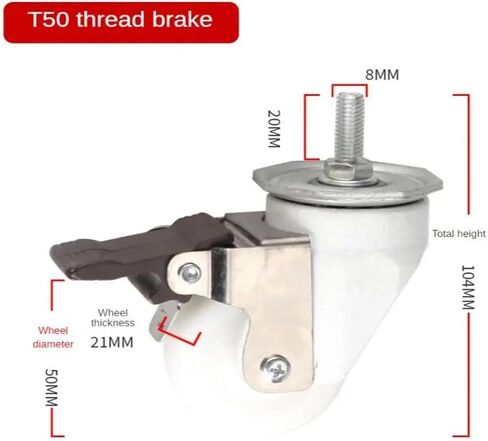 1 Piece T50 Swivel Brake Caster Suitable for Machinery Furniture and Electrical appliances(Thread Blue-Brake) in Saudi Arabia