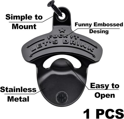Funny Bottle Opener Wall Mounted, Black Wall Mount Beer Opener Rustproof for Table Post in Kuwait