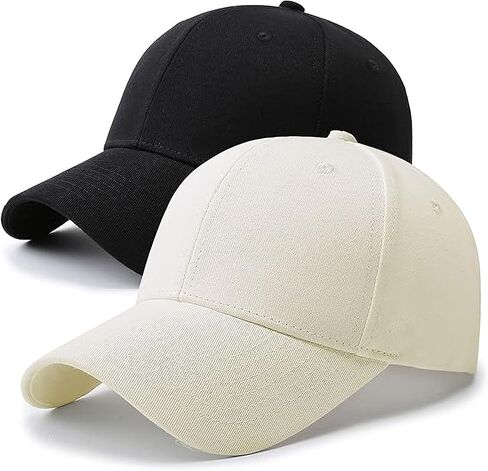 2 Pack 99% Cotton Plain Baseball Caps for Men Women, Adjustable Soft Blank Hat, Gift for Dad Mom Husband Wife in Saudi Arabia