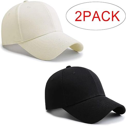 2 Pack 99% Cotton Plain Baseball Caps for Men Women, Adjustable Soft Blank Hat, Gift for Dad Mom Husband Wife in Saudi Arabia