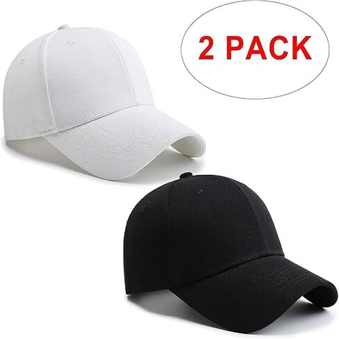 2 Pack 99% Cotton Plain Baseball Caps for Men Women, Adjustable Soft Blank Hat, Gift for Dad Mom Husband Wife in Saudi Arabia