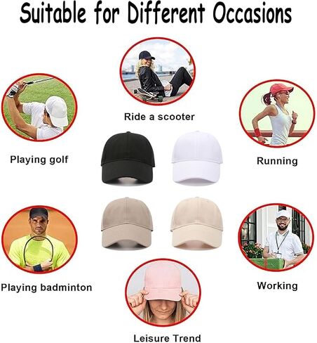 2 Pack 99% Cotton Plain Baseball Caps for Men Women, Adjustable Soft Blank Hat, Gift for Dad Mom Husband Wife in Saudi Arabia