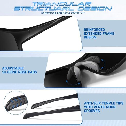 LINVO Polarized Sports Sunglasses for Men,Thick Square Wrap Around 100% UV400 Protection Sun Glasses for Driving Fishing in Kuwait
