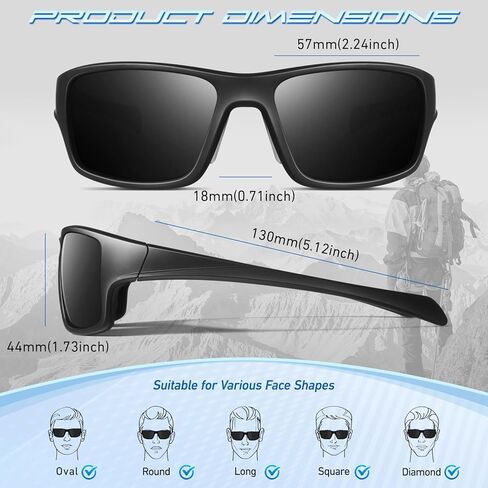 LINVO Polarized Sports Sunglasses for Men,Thick Square Wrap Around 100% UV400 Protection Sun Glasses for Driving Fishing in Kuwait