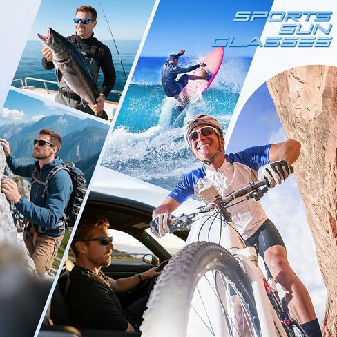 LINVO Polarized Sports Sunglasses for Men,Thick Square Wrap Around 100% UV400 Protection Sun Glasses for Driving Fishing in Kuwait