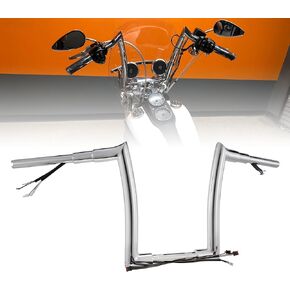 TIGERSGATE PRE-WIRED 16 inch Meathook Monkey Bar Diablo Ape Hangers for Harley 14-22 Sportster XL 12-17 Dyna Softail （Black）