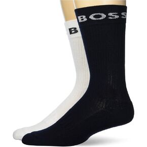 BOSS Men's 2-Pack Bold Logo Solid Cotton Socks