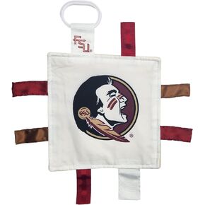 Florida State University Baby Tag Toy - College Baby Sensory Crinkle Toys - Soft & Safe - Ideal Baby Stroller Toy - BPA Free w/Stroller Clip (8" x 8" Tag Toy)