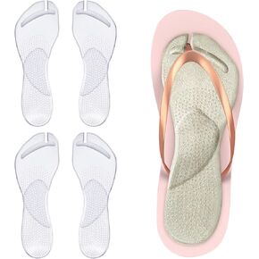 2 Pairs Gel Arch Support Cushion Insoles Adhesive Silicone Flip Flop Thong Inserts Invisible Slim Inserts Pain Relief Anti-Slip Shock Absorption Plantar Fasciitis