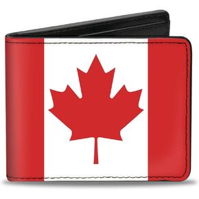 Buckle-Down Men's Wallet, Bifold, Canada Flags, Vegan Leather, Multi, 4.0" x 3.5"