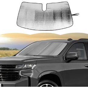 RT-TCZ واقي من الشمس للزجاج الأمامي، واقي من الشمس، نافذة واقي من الشمس لسيارة GMC Yukon 2021-2024، لسيارة شيفروليه تاهو 2021-2024، لسيارة Suburban SUV 2020-2024، الجانب الخلفي الأسود