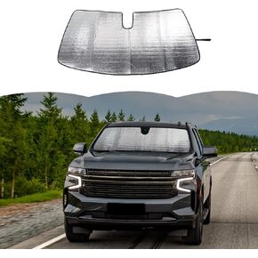 RT-TCZ Windshield Sunshade Sun Shade Heat Shield Window Sun Visor Mat for GMC Yukon 2021-2024,for Chevrolet Tahoe 2021-2024,for Suburban SUV 2020-2024,Black Back Side