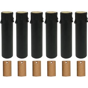 Royal Designs, Inc SCP-5006-4BK-6 Royal Designs 4 Inch Candle Drip Sleeves Chandelier Socket Covers with Paper Insulation, Black, Set of 6