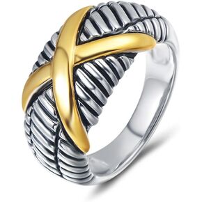 UNY Women Jewelry Criss Cross Designer Inspired Fashion Femme Vintage Love Christmas Valentine Gift Ring