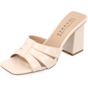 Journee Collection Womens Ellington Block-Heeled Sandal with Open Toe and Slip On Heel in Kuwait