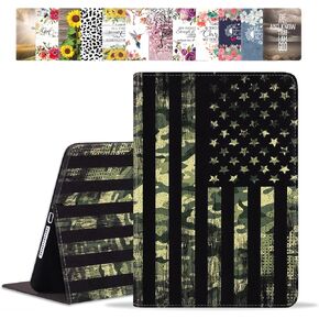 Case for iPad Pro 11" (4th, 3rd, 2nd, 1st Gen) 2022/2021/2020/2018, PU Leather Folio Case with Stand & Auto Wake Sleep for iPad Air 5 2022/Air 4 2020 10.9", American Flag Camo