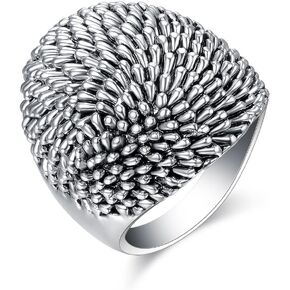 Vintage Silver Rings for Women Dome Style Antique Statement Ring Thumb Rings Jewelry Gifts