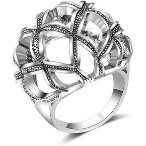 Vintage Silver Rings for Women Dome Style Antique Statement Ring Thumb Rings Jewelry Gifts