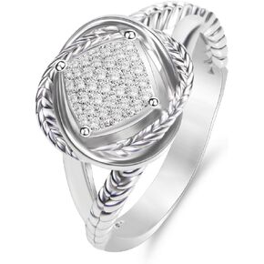 Designer Iced Out Statement Ring for Women Wheat Chain Lines Cubic Zirconia Rings