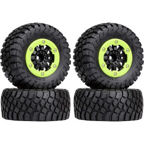 4 قطعة الإطارات المطاطية والبلاستيك Beadlock عجلات الحافات لشاحنة 1/10 RC دورة قصيرة Traxxas سلاش VKAR 10SC HPI RC نموذج قطع غيار السيارات in Kuwait