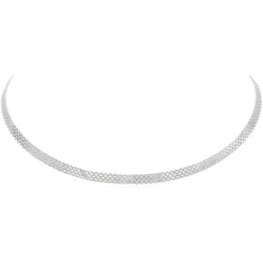 SLUYNZ 925 Sterling Silver 5MM Flat Chain Choker Necklace for Women Teens Collar Necklace Chain 15.4"-17.3"