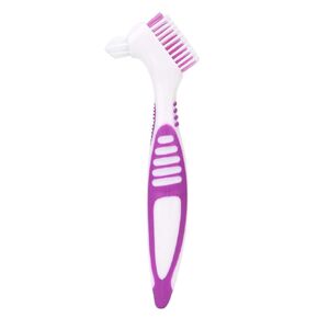 Denture Brush, Comfortable Lightweight Double-Sided Toothbrush, Purple 2Pcs Ergonomical Effective for Home Travel