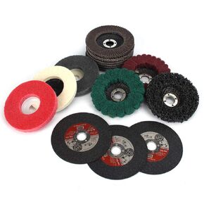 SI FANG 15Pcs 4 1/2 inch Assorted Abrasive Grinding Polishing Wheels Set for Angle Grinder, Flap Disc Mix Grit 60 80 120 240 320/ Cut Off Wheels/Strip Disc/Felt Polishing Disc/Nylon Buffing Disc