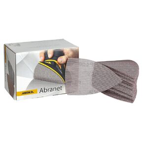 قرص شبكي مثلث من Mirka Abranet Delta / 4 × 6 × 6 بوصة/حبيبات 80 / خطاف وحلقة لأقراص الصنفرة / 50 قطعة / ‎9A-219-080