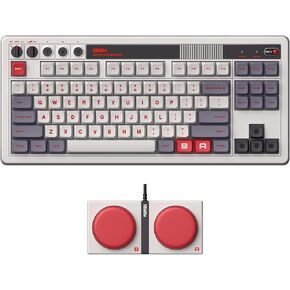 8Bitdo 87 Keys Retro Mechanical Keyboard Bluetooth/2.4G/USB-C, Hot Swappable, Dual Super Programmable Buttons, Volume knob for Windows and Android - N Edition