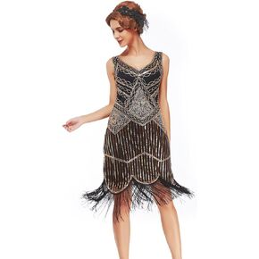xs-4xl Women's Roaring 20s V-Neck Gatsby Dresses- Vintage Inpired Sequin Beaded Flapper Dresses
