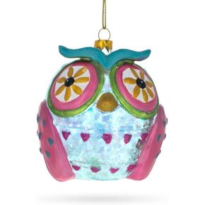Sage Wise Owl - Blown Glass Christmas Ornament