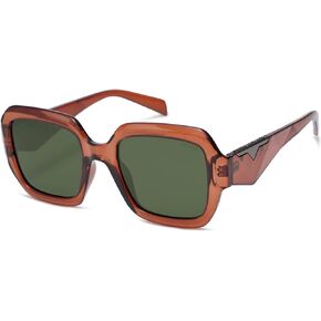 SOJOS Trendy Square Polarized Sunglasses for Womens Mens,Retro Polygon Plastic Frame Designer Inspired Sun Glasses SJ2310