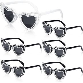 6 Pairs Bride Heart Rhinestone Sunglasses for Women Bachelorette Bridesmaid Glasses Wedding Favor Gifts in Kuwait