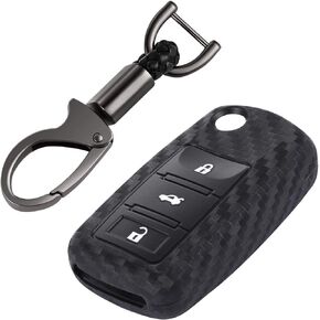 for Honda Key Fob Cover - Carbon Fiber Pattern Car Key Fob Protector for Honda Accord Civic CR-V CR-Z HR-V Piolot Ridegeline Antitheft Keyless Remote Entry Holder Smart Key Case/w Keychain