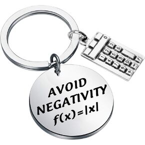 AKTAP Funny Mathematics Gift Avoid Negativity Math Keychain Math Lovers Jewelry Gift for Mathematician Math Student Graduation Gift (Math AVOID Keychain)