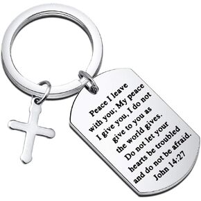 Gzrlyf Bible Verse Keychain John 14:27 Peace I Leave with You My Peace I Give You Christian Gifts