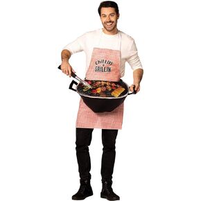 Grill Master Apron with BBQ Halloween Costume Barbeque Chef Kitchen Novelty Party Funny Mens Womens Costumes, Adult One Size