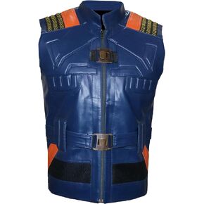 Superhero Eric Monger Costume Motorcycle Blue Cosplay Faux Leather Michael B Vest