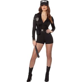 Spirit Halloween Adult SWAT Commander Costume | SWAT Outfit | Black Romper with Badge