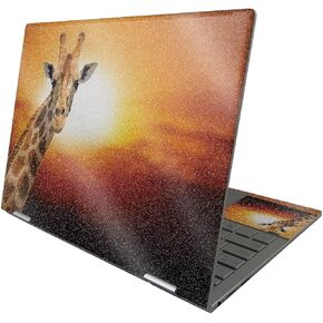 MightySkins Glossy Glitter Skin Compatible with HP Envy x360 13" (2022) - Sunset Giraffe | Protective, Durable High-Gloss Glitter Finish | Easy to Apply, Remove, and Change Styles | Made in The USA