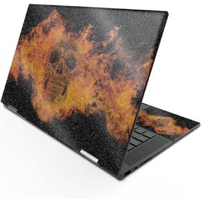 MightySkins Glossy Glitter Skin Compatible with HP Envy x360 15" (2022) - Fire Skull | Protective, Durable High-Gloss Glitter Finish | Easy to Apply, Remove, and Change Styles | Made in The USA